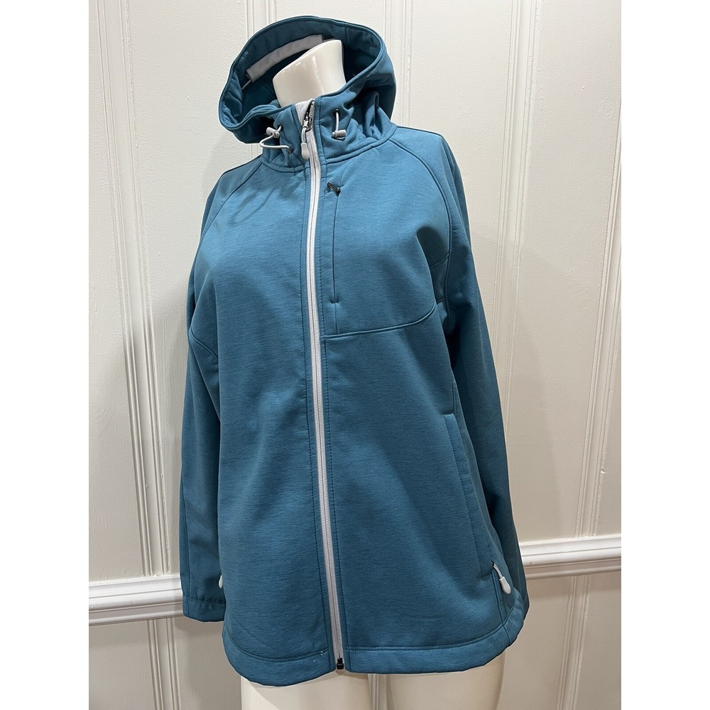 Kirkland Signature Women's Softshell Hooded Jacket Blue Teal Size: XL, EUC!